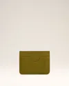 Ami Alexandre Mattiussi Khaki Leather Midi Card Holder Green In Lichen