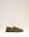 AMI ALEXANDRE MATTIUSSI KHAKI LEATHER MIDI SLIPPERS GREEN