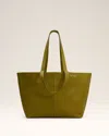 Ami Alexandre Mattiussi Khaki Leather Midi Tote Bag Green In Lichen