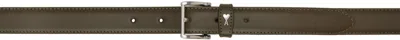 Ami Alexandre Mattiussi Khaki Leather Paris Paris Belt In 380 Blck Olive/vibra