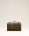 Ami Alexandre Mattiussi Khaki Leather Voulez-vous Bag Green In Khaki