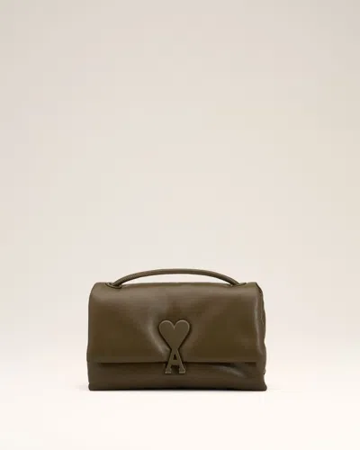 Ami Alexandre Mattiussi Khaki Leather Voulez-vous Bag Green