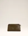 Ami Alexandre Mattiussi Khaki Leather Voulez-vous Pouch Green In Khaki