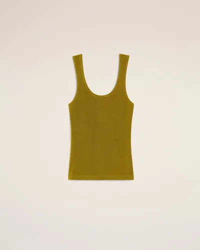 Ami Alexandre Mattiussi Khaki Light Shiny Rib Jersey Tanktop Green In Lichen