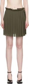 Ami Alexandre Mattiussi Khaki Pleated Miniskirt In Green