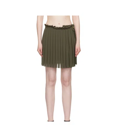 Ami Alexandre Mattiussi Khaki Pleated Miniskirt