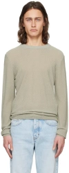 Ami Alexandre Mattiussi Khaki Semi-sheer Sweater In Sauge/317