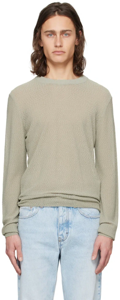 Ami Alexandre Mattiussi Khaki Semi-sheer Sweater In Sauge/317