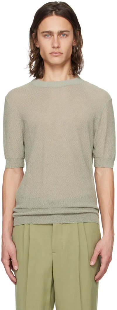 Ami Alexandre Mattiussi Khaki Semi-sheer T-shirt In Sauge/317