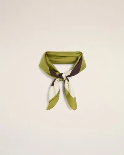Ami Alexandre Mattiussi Khaki Silk Tricolor Bandana Green In Lichen/eggplant/white Cream