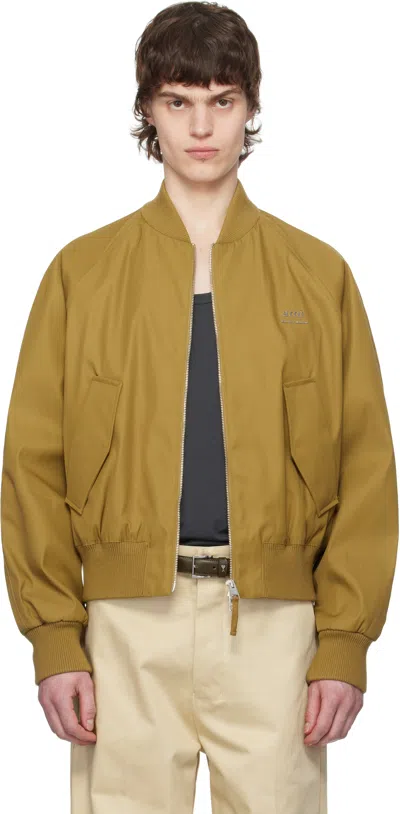 Ami Alexandre Mattiussi Khaki Twill Bomber Jacket In 202 Havana