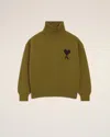 Ami Alexandre Mattiussi Khaki Wool Ami De Coeur Funnel Neck Sweater Green In Multi