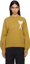 Ami Alexandre Mattiussi Adc Intarsia Wool Sweater In Havana/offwhite