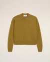 Ami Alexandre Mattiussi Khaki Wool Knit Ami De Coeur Crewneck Cardigan Green In Lichen