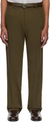 Ami Alexandre Mattiussi Khaki Wool Straight Fit Trousers In 377 Black Olive