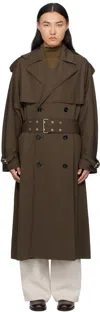 Ami Alexandre Mattiussi Khaki Wool Trench Coat