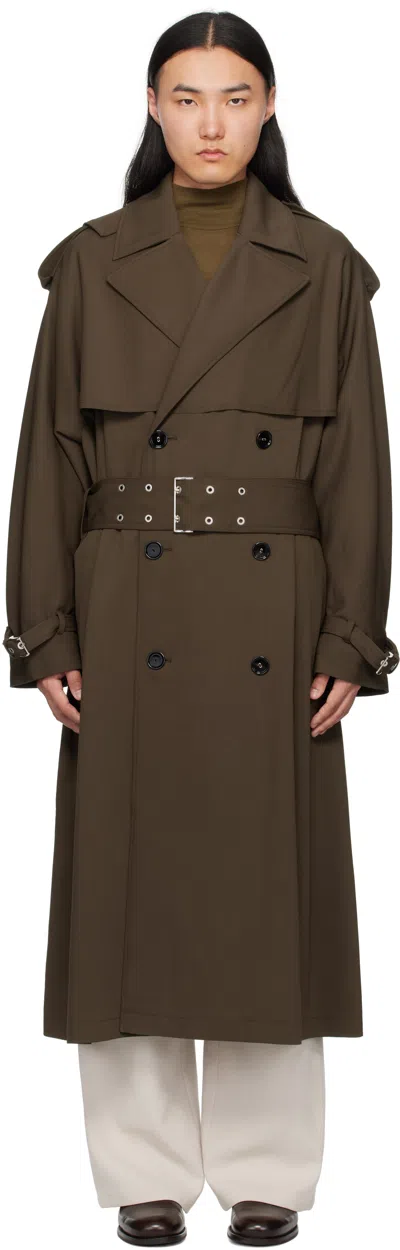 Ami Alexandre Mattiussi Khaki Wool Trench Coat