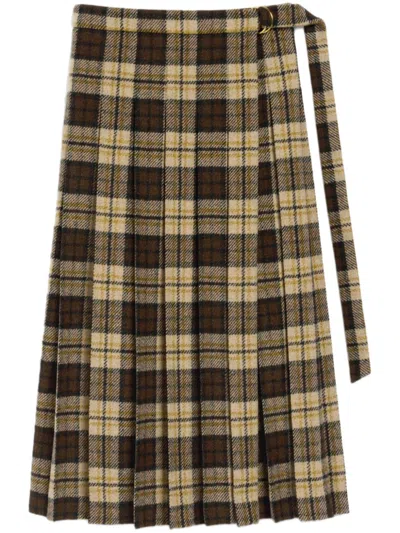 Ami Alexandre Mattiussi Kilt Skirt In Brown