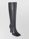 Ami Alexandre Mattiussi Knee-high Wedge Boots Square Toe In Black