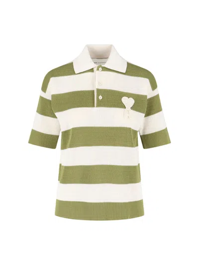 Ami Alexandre Mattiussi White Cotton Short Sleeves Ami De Coeur Polo White In Green