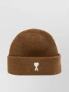 Ami Alexandre Mattiussi Brown Alpaca Striped Ami De Coeur Beanie Brown