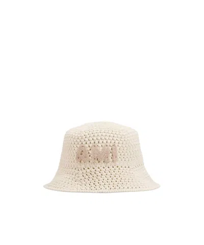 Ami Alexandre Mattiussi Knitted Ami Patch Fisherman Hat In Nude
