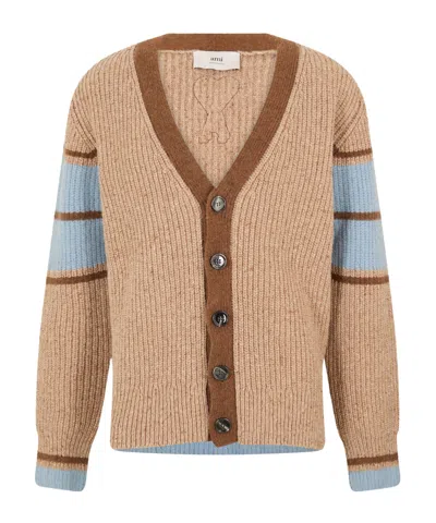 Ami Alexandre Mattiussi Knitted Cardigan In Neutral