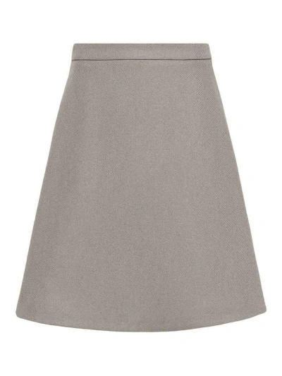 Ami Alexandre Mattiussi Knitted Midi Skirt In Grey