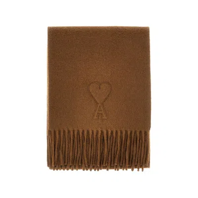 Ami Alexandre Mattiussi L Scarf With Embossed Logo In Brown