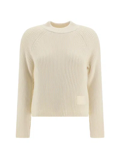 Ami Alexandre Mattiussi Label Sweater In Cream