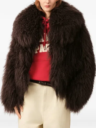 Ami Alexandre Mattiussi Ami Paris Short Shearling Jacket In Brown