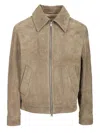 Ami Alexandre Mattiussi Ami Paris Men Grey Jacket With Classic Collar And Front Zip Closure In Suede Man