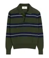 Ami Alexandre Mattiussi Green Polo With All-over Striped Motif And Polo-style Collar In Green