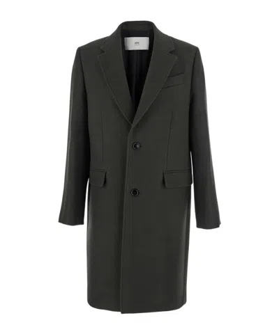 Ami Alexandre Mattiussi Lapel Long-sleeved Coat In Gray