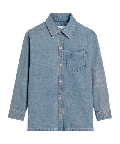 Ami Alexandre Mattiussi Lapel Long-sleeved Shirt In Blue