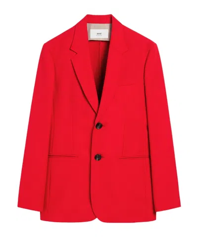 Ami Alexandre Mattiussi Lapel Long-sleeved Suit Coat In Red