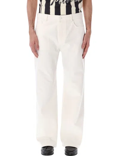 Ami Alexandre Mattiussi Large Fit Five Pocket Denim Jeans In White