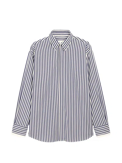 Ami Alexandre Mattiussi Large Striped Cotton Shirt With Removable Collar In Multi