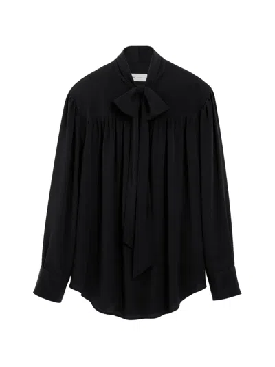 Ami Alexandre Mattiussi Black Lavalliere Silk-blend Blouse Black