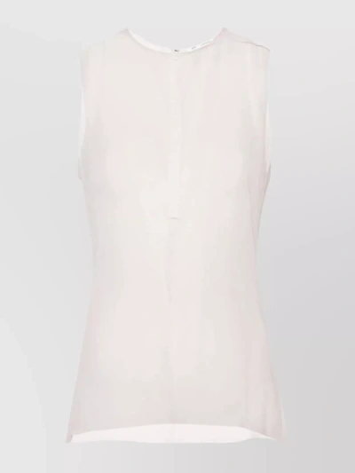 AMI ALEXANDRE MATTIUSSI LAYERED ROUND NECK TOP WITH SHEER SLEEVES