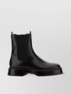 AMI ALEXANDRE MATTIUSSI LEATHER ANKLE BOOTS WITH CHUNKY SOLE AND ROUND TOE