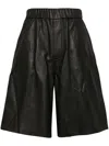 Ami Alexandre Mattiussi Leather Bermuda Shorts In 364 Dark Olive Green