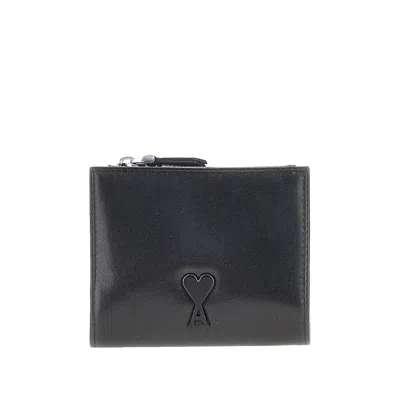 Ami Alexandre Mattiussi Leather Bi-fold Voulez-vous Wallet In Black