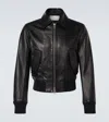 Ami Alexandre Mattiussi Logo-lettering Leather Bomber Jacket In Black