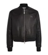 Ami Alexandre Mattiussi Logo-lettering Leather Bomber Jacket In Black