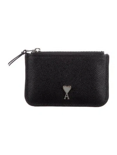 Pre-owned Ami Alexandre Mattiussi Leather Card Holder In Black