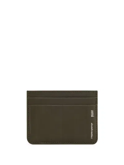 Ami Alexandre Mattiussi Leather Cardholder In Green