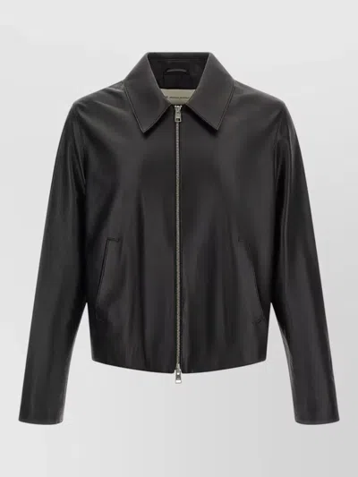 Ami Alexandre Mattiussi Black Lamb Leather Zipped Jacket
