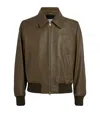 Ami Alexandre Mattiussi Leather Collar Bomber Jacket In Multi