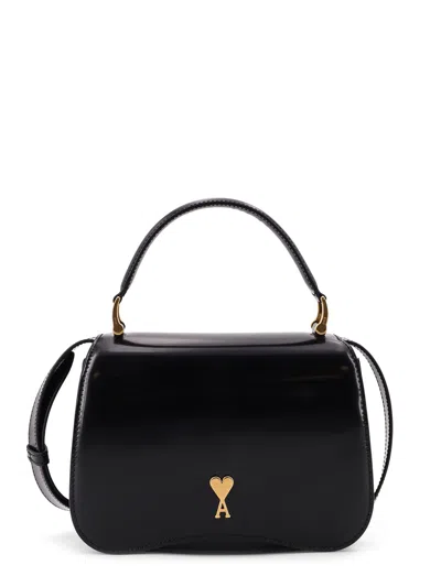 Ami Alexandre Mattiussi Black Handbag With Adc Patch On The Front And Adjustable And Removable Shoulder Strap In Leather Wom